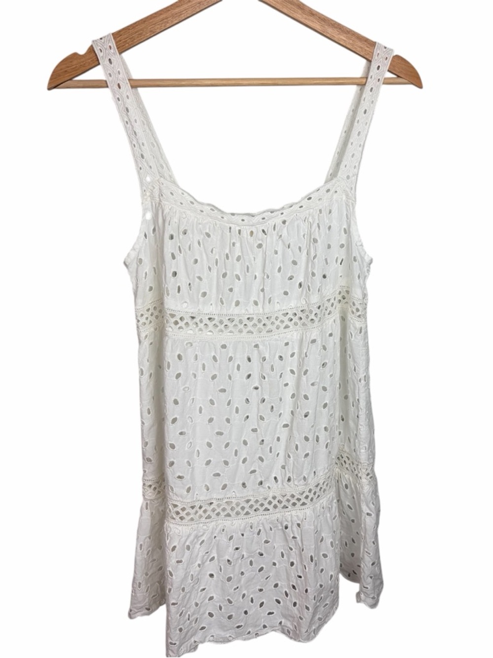 American Eagle White Cotton Eyelet Mini-dress, Small